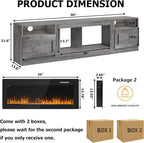 PRETZI Fireplace TV Stand with 36" Fireplace Up to 90" TVs, Remote Control - Image 7