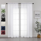 Chyhomenyc White Sheer Curtains 84 Inches Long 2 Panels | Light Filtering by Chyhomenyc