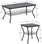 VECELO 3 Pieces Living Room Table Sets, Coffee and End Tables - Image 5