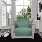 Easy-Going Reversible Couch Cover, Small Chair, Cyan/Ivory | Machine Washable - Image 2