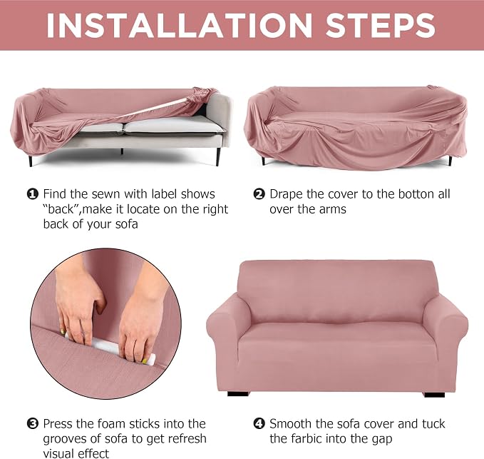 Peryiter 2 Pcs Sofa Covers Couch and Loveseat Covers Set Stretch Sofa Slipcover - Image 3