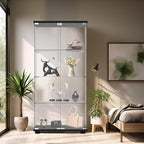 Display Cabinet with Glass Door and Lock, 4-Shelf Fast Installation in 30 Mins - Image 6