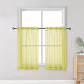 Short Lemon Sheer Curtains 36 Inch Length 2 Panels Set, Kitchen Tiers Curtains by OWENIE