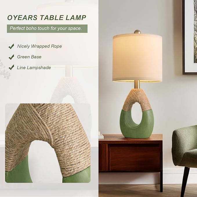 OYEARS 19" Table Lamps Set of 2, Bedside Lamps - Image 3