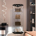 LFT HUIMEI2Y Glass Display Corner Cabinet 4-Shelf, Curio Cabinets Fast by LFTHUIMEI2Y