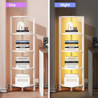 TUTOTAK Corner Shelf with LED Light, 5-Tier Corner Bookshelf - Image 4