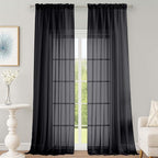 Black Sheer Curtains 108 Inches Long by OWENIE