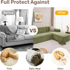 2 Pieces Sectional Couch Covers L Shaped Cover XXL Green | Thick Washable Fabric - Image 4