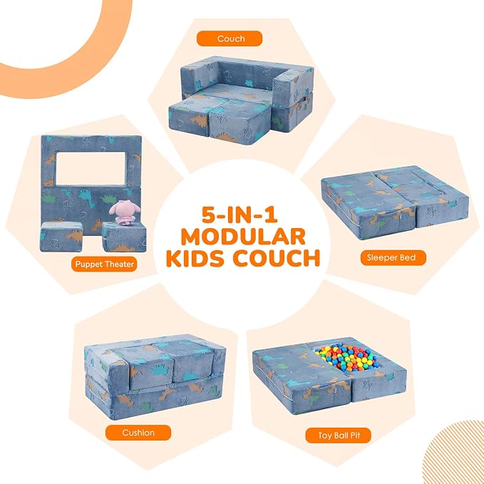 MeMoreCool Modular Kids Couch Dinosaur, Glow Dino Play Toddler Couch - Image 4