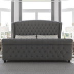 AMERLIFE King Size Platform Bed Frame, Velvet Upholstered Sleigh Bed - Image 3