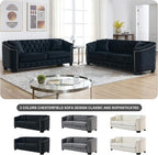 2 Piece Modern Chesterfield Velvet 77" 3-Seater Sofa Set, Upholstered Tufted - Image 6