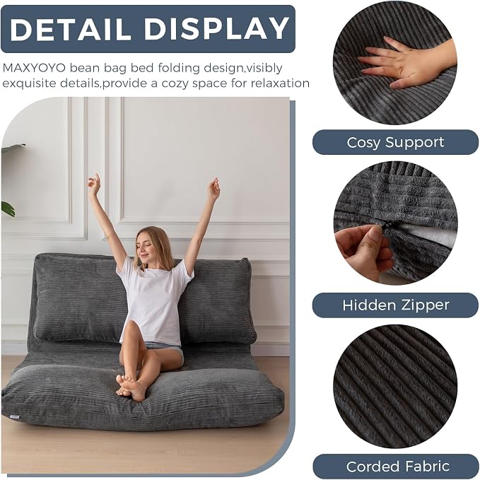 MAXYOYO Folding Sofa Bed, Extra Thick and Long Floor Sofa Convertible Sleeper - Image 8