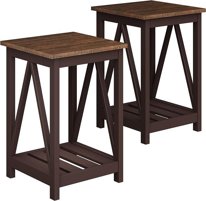 ChooChoo Farmhouse End Table, Rustic Vintage End Side Table by ChooChoo