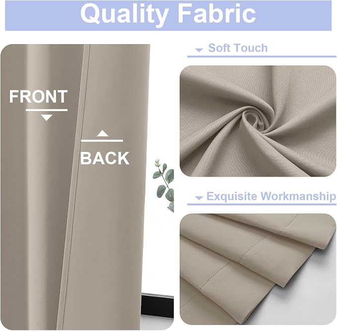 Simplebrand Ava Stone Short 36 Inches Blackout Curtain 2 Panels Set, Half - Image 3