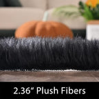 Latepis Area Rugs 12x12 Black Fuzzy Washable Rugs Faux Sheepskin Fur Rug - Image 3