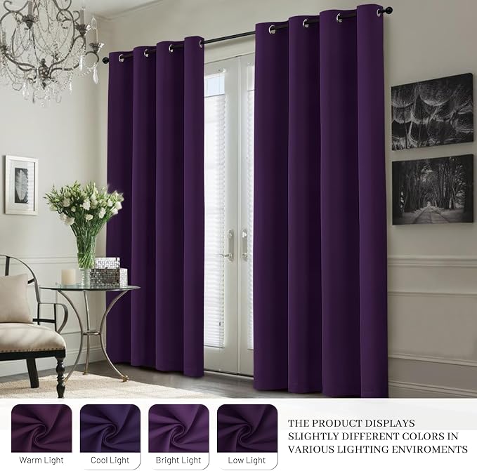 Yakamok Purple 100% Blackout Curtains 84 Inches Long - Image 7
