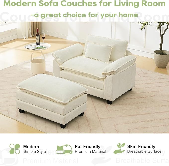 Oprisen 53" Modular Sectional Sofa, Comfy Cloud Couch Sectional Sofa - Image 7