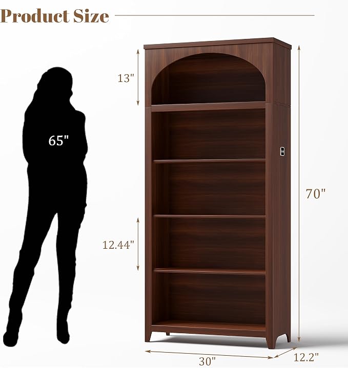 Dystler 5-Tier Arched Bookshelf - Image 2