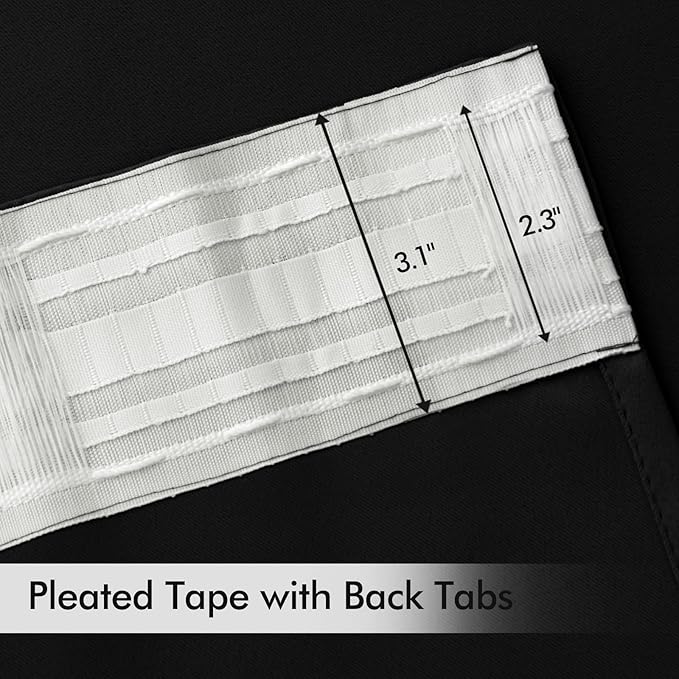 MIULEE Black Back Tab Blackout Curtains 52x100 Inch Length 2 Panels Set | Rod - Image 4