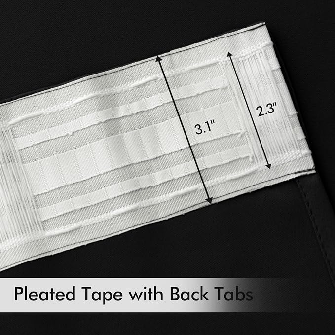 MIULEE Black Back Tab Blackout Curtains 66x96 Inch Length 2 Panels Set | Rod - Image 4