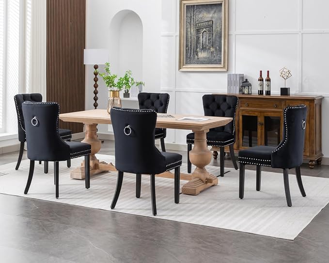 KCC Velvet Dining Chairs Set of 2, Upholstered High-end Tufted Dining Room Chair - Image 9