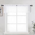 White Sheer Curtains for Kitchen Valance Set of 2, Small Short Modern Rod by OWENIE