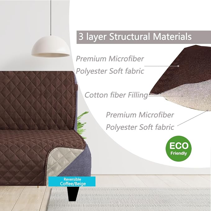 U-NICE HOME Futon Sofa Covers 68''Armless Couch Cover, Coffee/Beige | Washable - Image 3