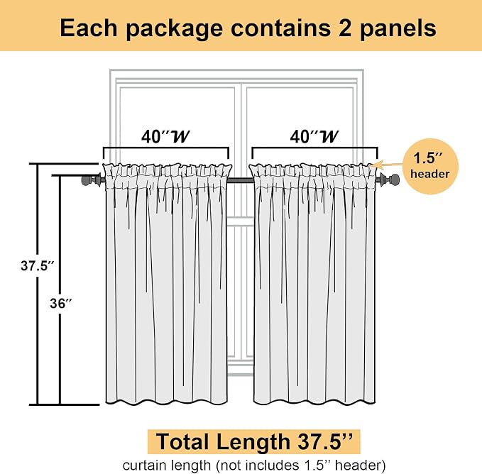 36 Inch Black Curtains Sheer Tiers - Image 3