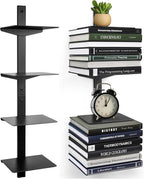 Floating Book Shelves for Wall, 4 Tier Invisible Floating Bookshelf, Vertical by ART-GIFTREE