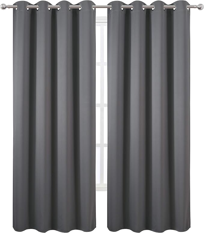 Blackout Curtains 66 x 95 inch/Frost Grey Curtains Set of 2 Panels/Thermal - Image 2