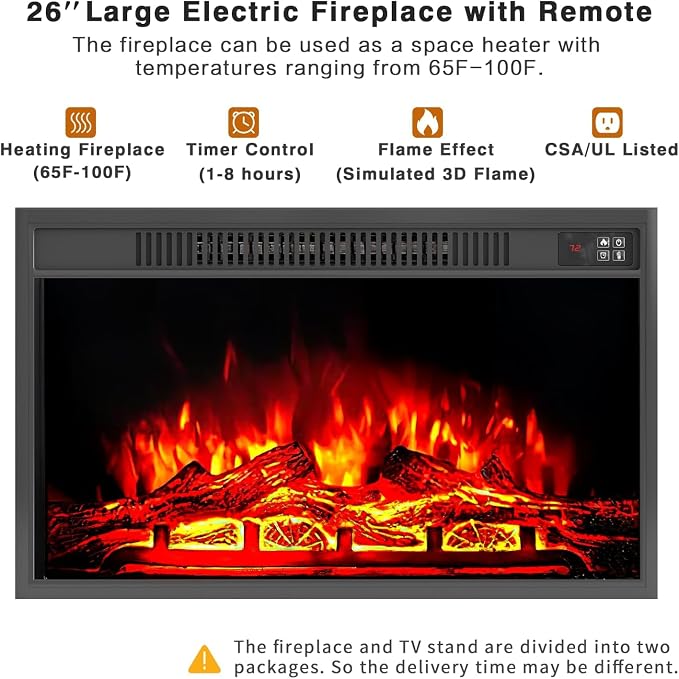 YESHOMY Fireplace TV Stand for Television up to 65+ Inch - Image 5