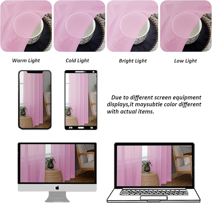 Chyhomenyc Pink Sheer Curtains 84 Inches Long - Image 8