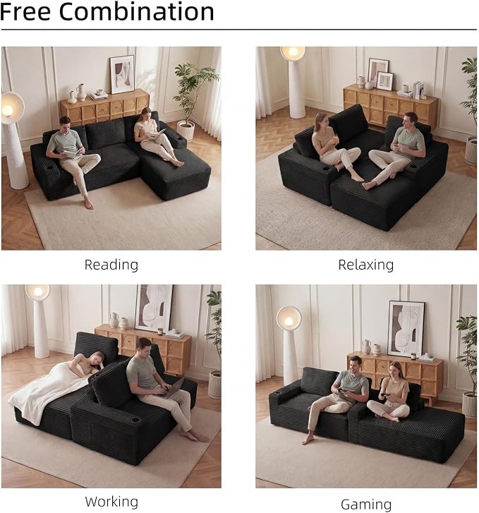 104" L Shaped Boneless Sectional Couches - Image 3