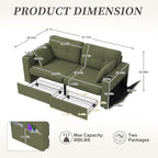 67" Small Loveseat Couch with Storage, USB Charging and Cup Holder, Space - Image 3