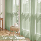 MIULEE Sage Green Sheer Curtains 63 Inches Long 4 Panels 54 x 63 Inches | Light - Image 5