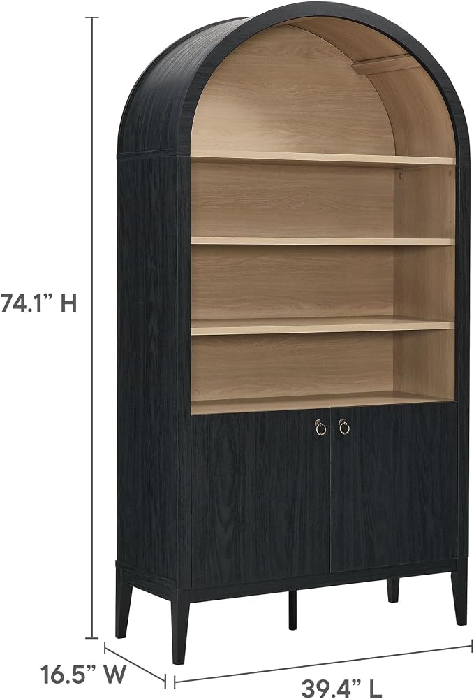 Modway Nolan Tall Arched Storage Display Cabinet in Black - Image 3