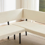 HIPIHOM Modern L-Shaped Dining Bench, 67 Inch Fabric Upholstered Corner Sofa - Image 5