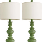 BOBOMOMO 20" Sage Green Table Lamps Set of 2 – Farmhouse Resin Bedside Lamps - Image 5