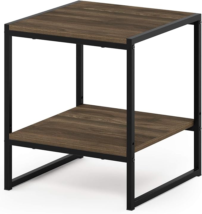 FURINNO Camnus Modern Living 2-Tier End Table, Columbia Walnut, 15.9 in x 15.75 - Image 5