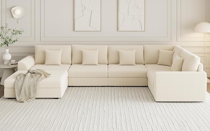 146" Modular Sectional Sofa, Oversized U Shaped, Convertible Sleeper Sofa - Image 9