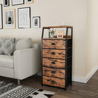 Furnulem Tall 5 Drawers Dresser, Vertical Storage Tower Fabric Dresser - Image 8