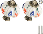 Ivory Pumpkin Knobs 6 Pack Ceramic Cabinet Knobs Vintage Drawer Pulls by Zernmiarder