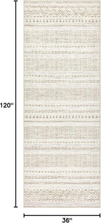 cotiled Hallway 3x10 Runner Rugs Washable Boho Rug Brown Cream | Solve Modern - Image 2