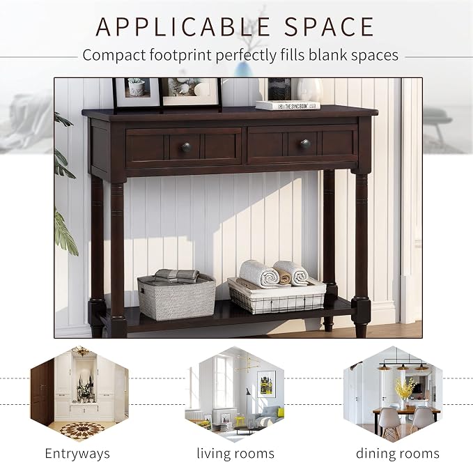 Merax Wood Sofa Table Console Table, Entryway Table Traditional Design - Image 4