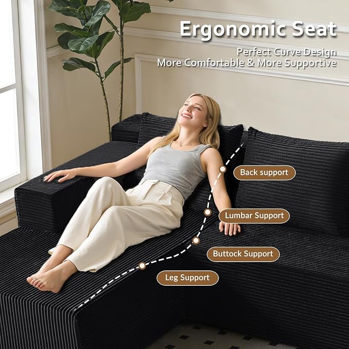 ANONER Corner Modular Sectional Sofa, Modern L-Shaped Boneless Cloud Couch - Image 5