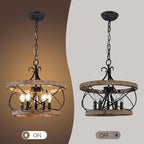 20" Farmhouse Chandelier, Rustic Drum Chandelier Light Fixture Over Table - Image 8