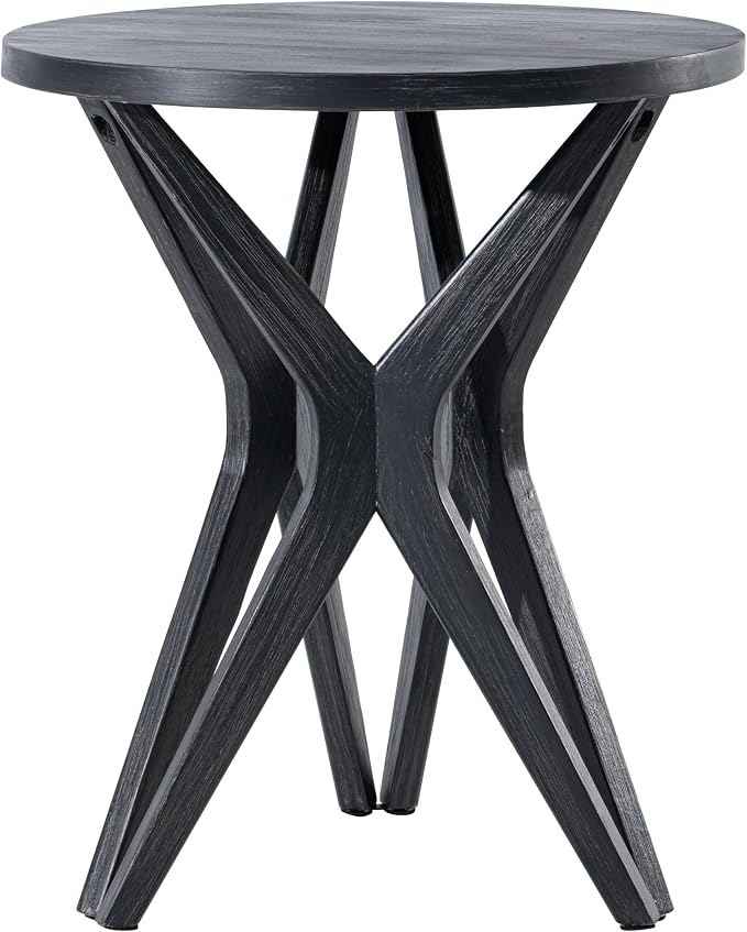 Pedestal Farmhouse End Table Set of 2, Distressed Top - Image 7