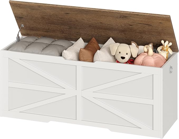 CHOEZON Storage Chest, 47.2" Wooden Storage Trunk, Modern Storage Bench - Image 9