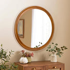 Round Wood Mirror for Wall, 36 Inch Circle Decorative Mirror - Image 3