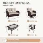 UPHA 5 Pieces Patio Furniture Sets, Wicker Outdoor Loveseat Sofa Set - Image 2